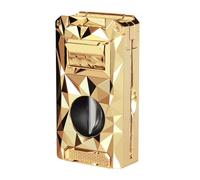 Accendino con fiamma a getto antivento, taglierina a V e ago integrati, accendino ricaricabile in metallo a gas butano, accendino multifunzione multifunzione per candele, regalo da uomo (senza gas