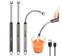 Accendino elettrico, 3 pezzi, ad arco elettrico, ricaricabile, USB, al plasma, con serratura di sicurezza, per camino, candele, barbecue, cucina, campeggio