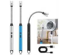 Accendino elettrico, 3 pezzi, ad arco elettrico, ricaricabile, USB, al plasma, con serratura di sicurezza, per cucina, campeggio, camino, candele, barbecue