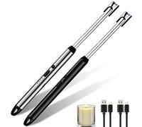 Accendino Elettrico, Accendigas USB Ricaricabile 2 pcs, Accendigas Elettrico Cucina Accendino Lungo per Candele leggere Stufe a gas Barbecue da campeggio,Collo Lungo Girevole a 360°