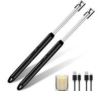Accendino Elettrico, Accendigas USB Ricaricabile 2 pcs, Accendigas Elettrico Cucina Accendino Lungo per Candele leggere Stufe a gas Barbecue da campeggio,Collo Lungo Girevole a 360°