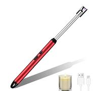 Accendino Elettrico,Accendigas USB Ricaricabile，Accendigas Elettrico Cucina Accendino Lungo per Candele leggere Stufe a gas Barbecue da campeggio,Collo Lungo Girevole a 360°(Rosso)