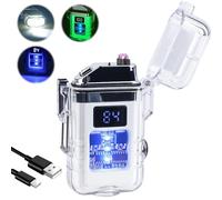 Accendino elettrico: accendino elettronico USB con schermo digitale, accendino ricaricabile con mini torce, antivento Dual Arc senza fiamma accendino per regali campeggio escursionismo