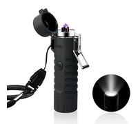 Accendino elettrico ad arco a LED portatile per esterni - Accendini antivento al plasma - Ricaricabile tramite USB, lanterna da campeggio, per arrampicata, candele da cucina, regalo da uomo,nero