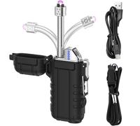 Accendino elettrico ad arco ricaricabile, con luce e fischietto di emergenza, portatile, impermeabile, antivento, senza fiamma, per candele Yankee, barbecue, fornello, campeggio, camino