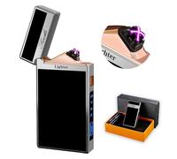 Accendino elettrico al plasma, antivento, ricaricabile, USB, con indicatore di batteria, per campeggio e barbecue all'aperto