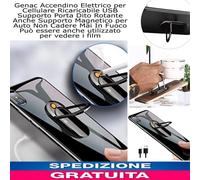 Accendino Elettrico per Cellulare Ricaricabile USB Supporto Porta Dito Rotante
