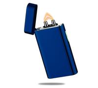 Accendino Elettrico RSBYE Plasma Fiamma Antivento Personalizzato Candele Accendino USB Ricaricabile con Indicatore della Batteria (Blu)