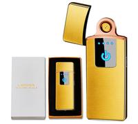 Accendino elettronico, accendino USB elettrico, accendino a bobina sottile ricaricabile antivento, accendino a doppia faccia con sensore intelligente, indicatore di alimentazione luminoso, regalo for