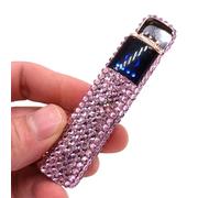 Accendino elettronico intelligente, accendino elettrico USB ricaricabile, antivento, senza fiamma, mini accendino portatile senza gas, esterno con strass glitterati (Color : ROSA)