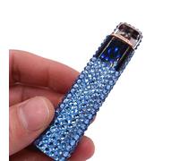 Accendino elettronico intelligente, accendino elettrico USB ricaricabile, antivento, senza fiamma, mini accendino portatile senza gas, esterno con strass glitterati (Color : Blu)