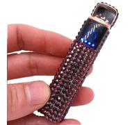 Accendino elettronico intelligente, accendino elettrico USB ricaricabile, antivento, senza fiamma, mini accendino portatile senza gas, esterno con strass glitterati (Color : Deep purple)