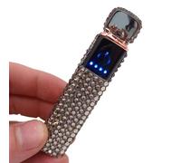 Accendino elettronico intelligente, accendino elettrico USB ricaricabile, antivento, senza fiamma, mini accendino portatile senza gas, esterno con strass glitterati (Color : Grigio)