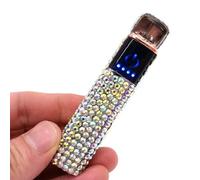 Accendino elettronico intelligente, accendino elettrico USB ricaricabile, antivento, senza fiamma, mini accendino portatile senza gas, esterno con strass glitterati (Color : Color)
