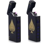 Accendino elettronico USB, 2 pezzi, accendino elettrico USB, con doppio arco luminoso, con indicatore di batteria, antivento, al plasma premendo un pulsante, colore nero