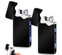 Accendino elettronico USB, 2 pezzi, con indicatore di batteria, antivento, al plasma elettrico tramite pulsante