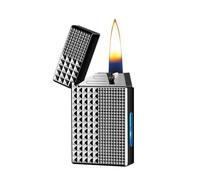 Accendino Intelligente a Comando Vocale, Accendino a Cherosene Retrò, 4 Modalità di Accensione, Serbatoio del Carburante Visibile, Cherosene Ricaricabile, Accendini da Trincea Antichi(Gray 1)