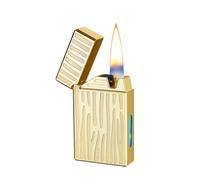 Accendino Intelligente a Comando Vocale, Accendino a Cherosene Retrò, 4 Modalità di Accensione, Serbatoio del Carburante Visibile, Cherosene Ricaricabile, Accendini da Trincea Antichi(Gold)