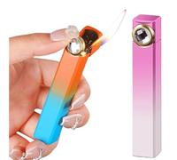 Accendino lungo a gas butano da donna, fiamma libera, accendino a fiamma morbida antivento, portatile, può essere messo in un portasigarette, regalo di festa [non contiene butano] (Color : B)