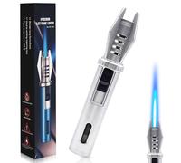 Accendino Lungo per Candele, Accendino Antivento Gas Ricaricabile, Accendino Jet Flame per Campeggio All'aperto, Barbecue, Cucina, Regali per Uomini (Venduto Senza Gas Butano)