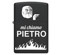 Accendino Modello Zippo a Benzina - Personalizzato con Stampa di Foto, Immagine, Testo, Logo, iniziali, Nomi. Gadget Idea Regalo Originale per Natale per Lui e lei, Anniversario (Nero)