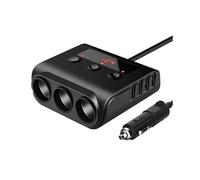 Accendino per Auto TR12 un Triplo Evaporatore con Indicatore di Tensione 'Interruttore 4 Caricatori USB per Accendisigari da 120 W, Nero