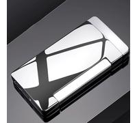 Accendino per sigari a fiamma piatta ultra sottile, accendini a torcia con accensione laterale sottile, mini accendino portatile ricaricabile a butano per campeggio all'aperto(Silver)