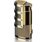 Accendino per sigari, Accendino a Fiamma Blu a 3 Fori, Accendino Gonfiabile Antivento in Metallo, Accendino Ricaricabile Turbo Jet, Tanabata, San Valentino, Regalo per Uomo,Oro