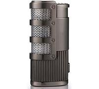 Accendino per sigari, Accendino a Fiamma Blu a 3 Fori, Accendino Gonfiabile Antivento in Metallo, Accendino Ricaricabile Turbo Jet, Tanabata, San Valentino, Regalo per Uomo, Nero