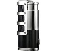 Accendino per sigari, accendino a fiamma blu a 3 fori, accendino gonfiabile antivento in metallo, accendino ricaricabile Turbo Jet, Tanabata, San Valentino, regalo per uomo, Argento