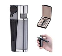 Accendino Portatile, 2 in 1 Metallo Fumo Accendino per Pipa, Accendini per Pipa Pieghevole a Fiamma Libera per Campeggio BBQ Cucina, Design Antivento, Regali per Uomo Padre (Argento-A)