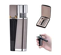 Accendino Portatile, 2 in 1 Metallo Fumo Accendino per Pipa, Accendini per Pipa Pieghevole a Fiamma Libera per Campeggio BBQ Cucina, Design Antivento, Regali per Uomo Padre (Argento)