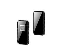 Accendino portatile a butano con coperchio ribaltabile in metallo, fiamma a getto antivento, fiamma dritta/fiamma morbida intercambiabile, adatto come regalo for campeggio all'aperto.(Black2)