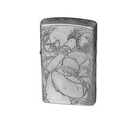 Accendino portatile a cherosene antivento in ottone con tappo a ribalta, ricaricabile, adatto come decorazione da collezione/regalo for uomo (cherosene non incluso)(Silver)