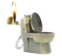 Accendino portatile antivento a butano, ricaricabile, creativo, tascabile, per WC, per camino, candela, campeggio, barbecue (gas non incluso).(Brass)