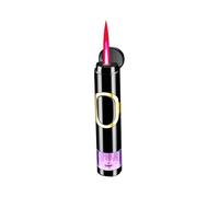 Accendino portatile in metallo for donna, antivento, fiamma rossa, ricaricabile, con finestra di controllo dell'aria visibile, ideale for il campeggio a lume di candela (butano non incluso)(Black)