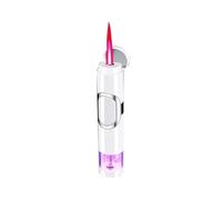 Accendino portatile in metallo for donna, antivento, fiamma rossa, ricaricabile, con finestra di controllo dell'aria visibile, ideale for il campeggio a lume di candela (butano non incluso)(White)