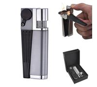 Accendino retrò 2 in 1, accendino portatile ricaricabile in metallo, classica fiamma morbida, accendino pieghevole in metallo, riutilizzabile, confezione regalo, regali di fascia alta for uomini e don