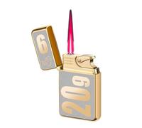 Accendino Sigari Jet Flame, Accendino a Fiamma Morbida a Mola, Accendino a Getto a Doppia Fiamma Commutabile a Butano Ricaricabile e Fiamma Regolabile a Prova di Vento