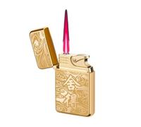 Accendino Sigari Jet Flame, Accendino a Fiamma Morbida a Mola, Accendino a Getto a Doppia Fiamma Commutabile a Butano Ricaricabile e Fiamma Regolabile a Prova di Vento