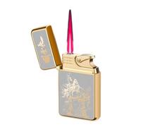 Accendino Sigari Jet Flame, Accendino a Fiamma Morbida a Mola, Accendino a Getto a Doppia Fiamma Commutabile a Butano Ricaricabile e Fiamma Regolabile a Prova di Vento