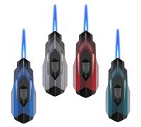 Accendino Torcia, Accendifuoco a Gas Ricaricabile con Intensità di Fiamma Regolabile, Confezione da 4 Accendini a Butano con Fiamma Fredda, Accendini Antivento con Carburante Visibile, per Sigaro (Co