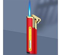 Accendino torcia ultra sottile, accendino portatile gonfiabile a butano con serbatoio di gas visibile Accendino in metallo for candele, sigari da campeggio, regali(Color:C)