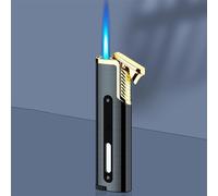 Accendino torcia ultra sottile, accendino portatile gonfiabile a butano con serbatoio di gas visibile Accendino in metallo for candele, sigari da campeggio, regali(Color:A)