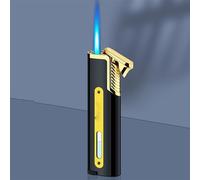 Accendino torcia ultra sottile, accendino portatile gonfiabile a butano con serbatoio di gas visibile Accendino in metallo for candele, sigari da campeggio, regali(Color:B)