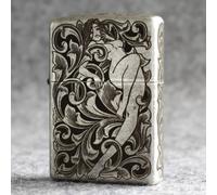 Accendino Zippo 121FB Argento Antico Design Personalizzato/Arabesco Sexy Raga...