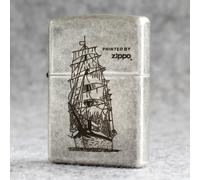 Accendino Zippo 121FB Argento Antico Design Personalizzato/Vela di una Barca ...
