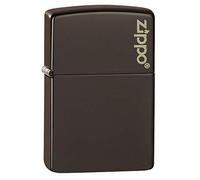 Accendino Zippo® Brown con Logo 49180ZL, Accendino Antivento Ricaricabile Zippo, Realizzato in Metallo con Caratteristico "click" Zippo, Color Nero, Made in USA, Ottima Idea Regalo