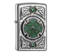Accendino Zippo Celtic Green Cross Croce Celtica Accendino A Fiamma Benzina