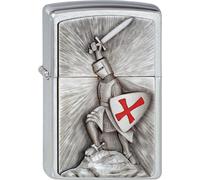 Accendino Zippo Crusade Victory Cavaliere Cromo Con Placca Accendino A Fiamma